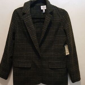 St. John's Bay Plaid Jacket - Black and Green
